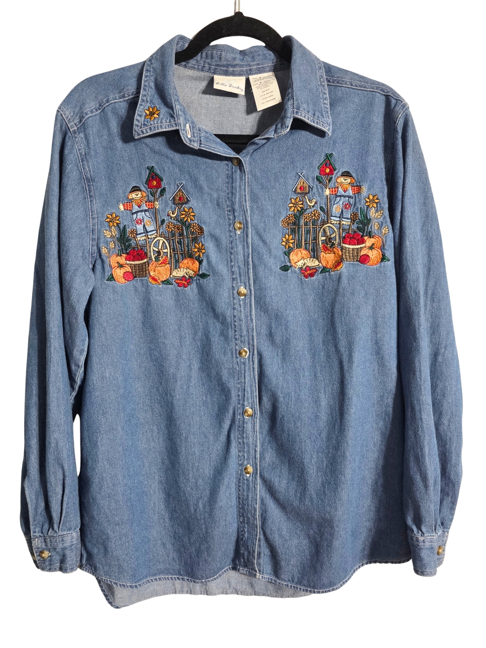 Bobbie Brooks Embroidered Fall Denim chambray Shirt Medium